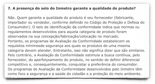 INMETRO e a qualidade do produto